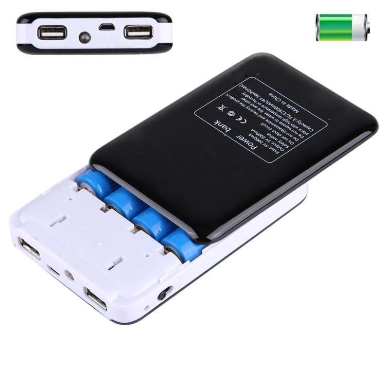 Portable High-efficiency 4 x 18650 Batteries Plastic Power Bank Shell ... (Random Color Delivery)