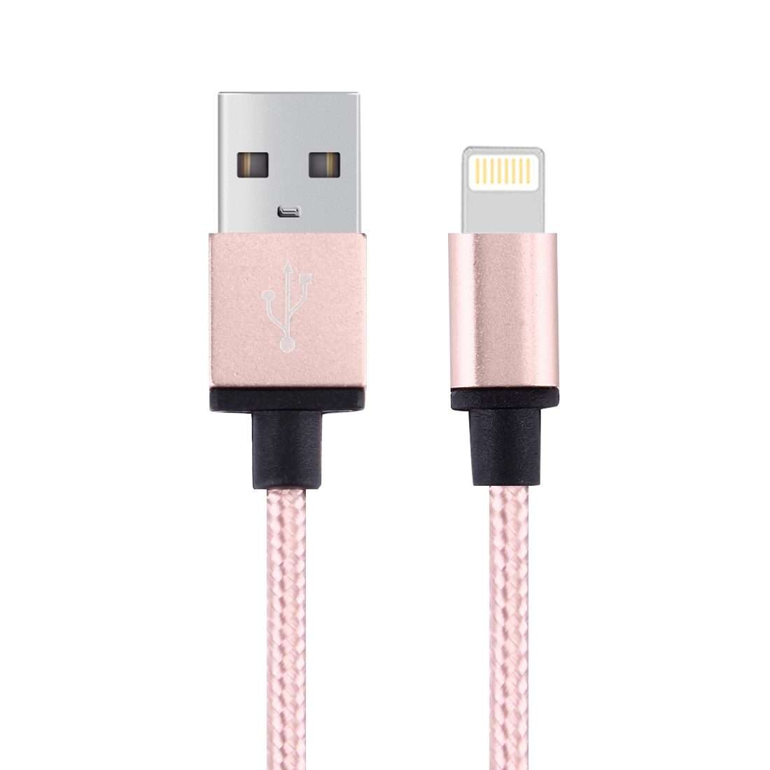 1m Woven Style Metal Head 58 Cores 8 Pin to USB 2.0 Data / Charger Cable(Pink)