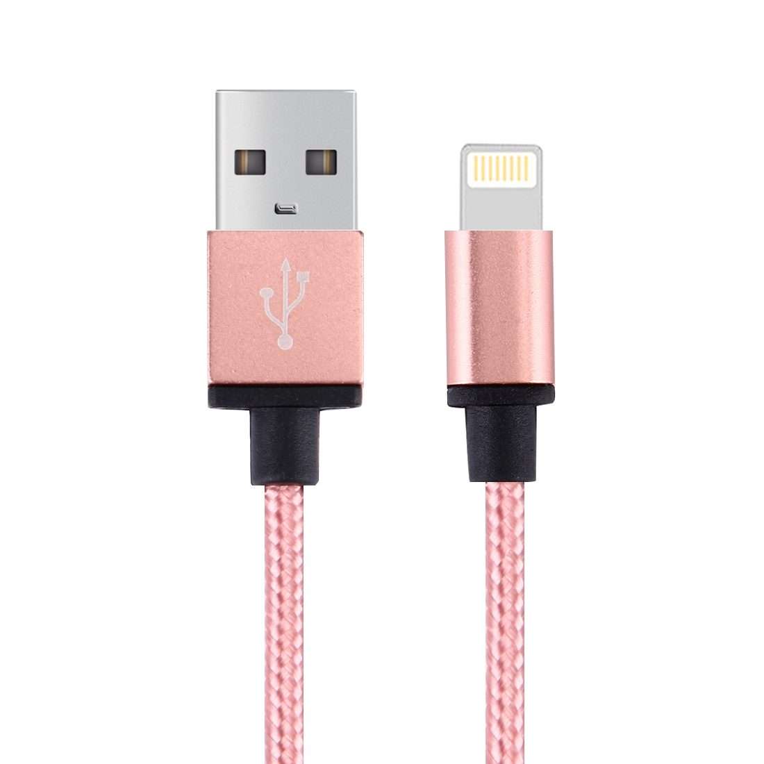 1m Woven Style Metal Head 58 Cores 8 Pin to USB 2.0 Data / Charger Cable(Magenta)