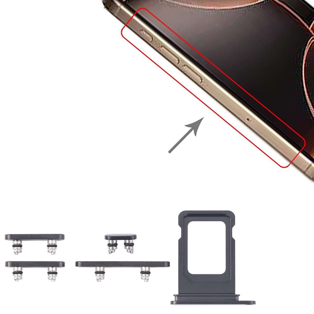 For iPhone 16 Pro Original SIM Card Tray + Side Keys (Black)