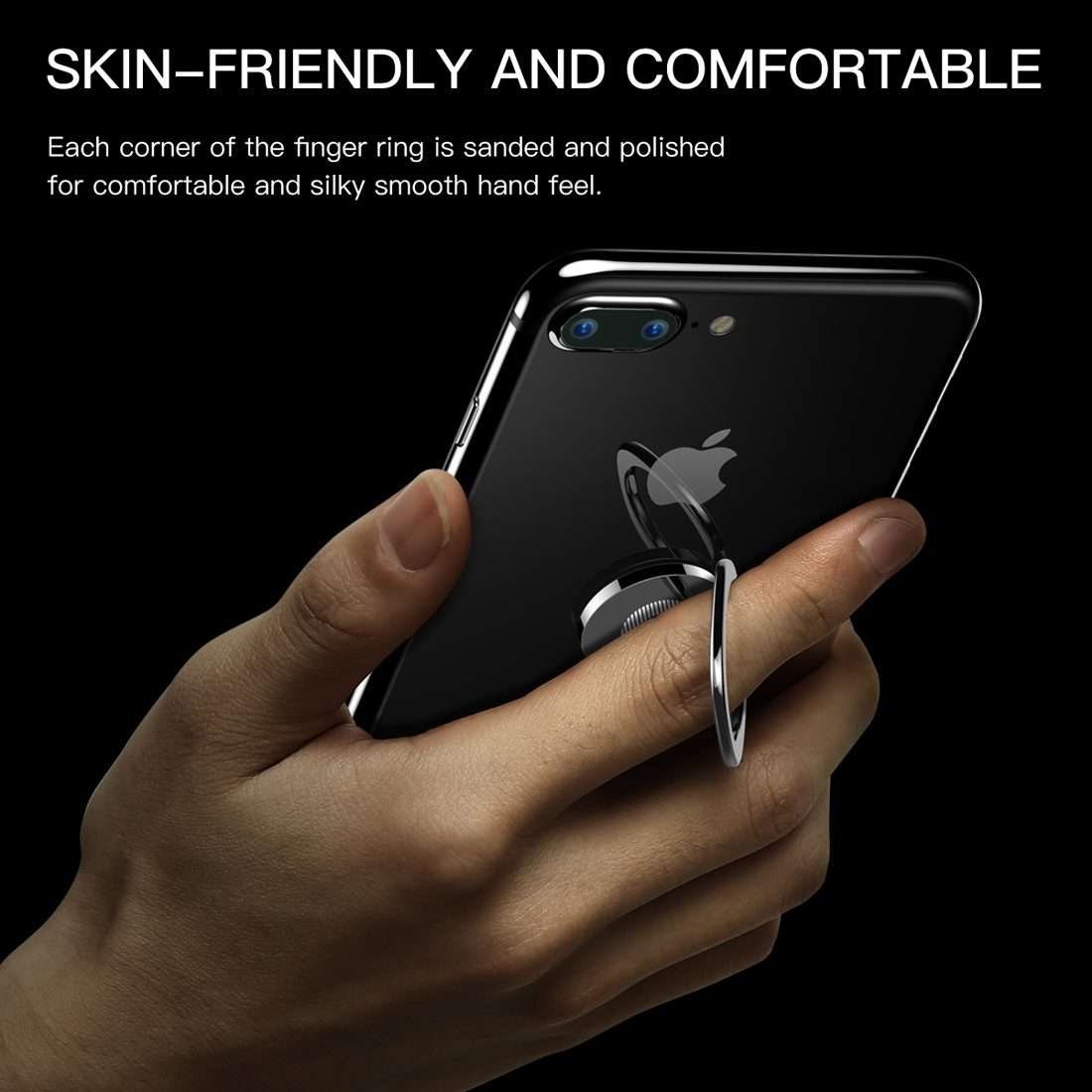 2pcs Universal 360 Degrees Rotatable Privity Metal Ring Holder Bracket for iPhone, Sam ... (Black)