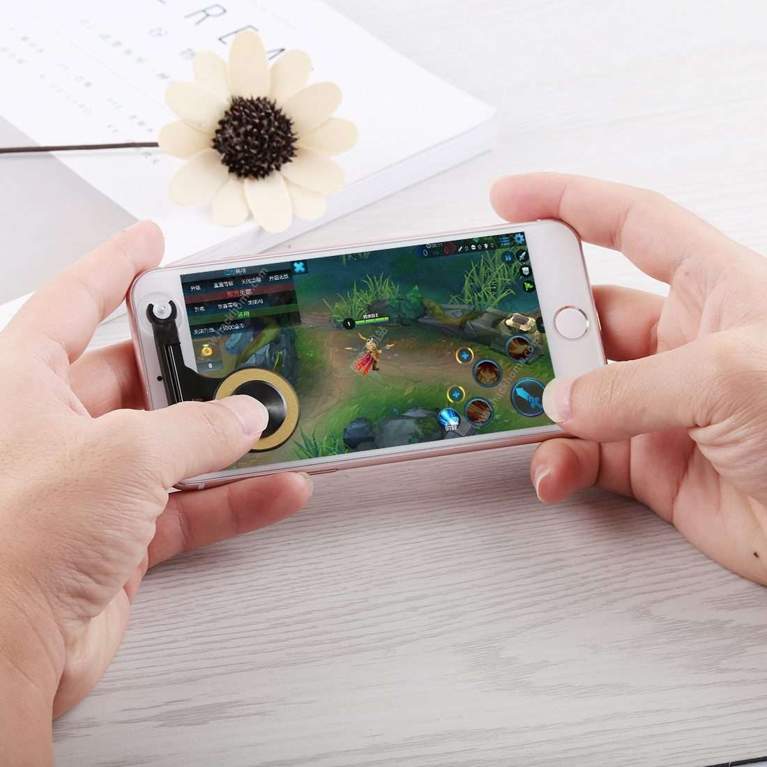 Q9 Direct Mobile Games Joystick Artifact Hand Travel Button Sucker for iPhone, Android ... (Gold)