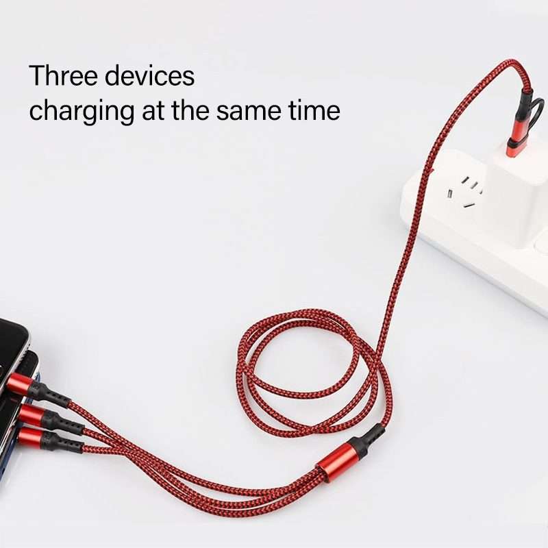 5 in 1 3A USB + USB-C / Type-C to 8 Pin + Micro USB + USB-C / Type-C Interface Two-color ... (Red)