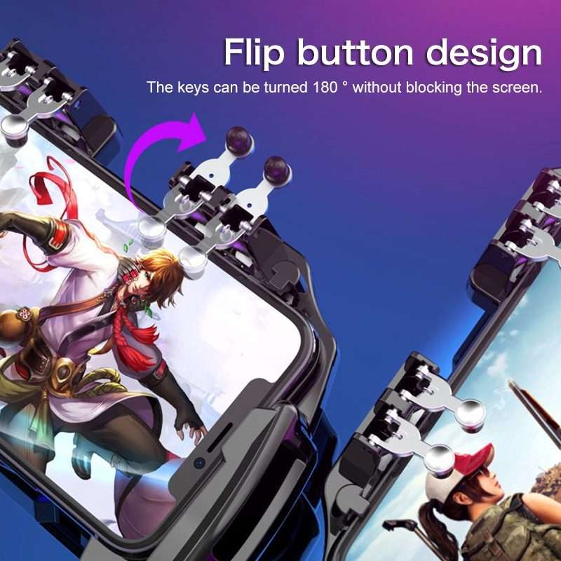 M10 Six-finger Linkage Multi-function Mobile Phone Gamepad with Bracket, Suitable for 4.7-6.5 inch
