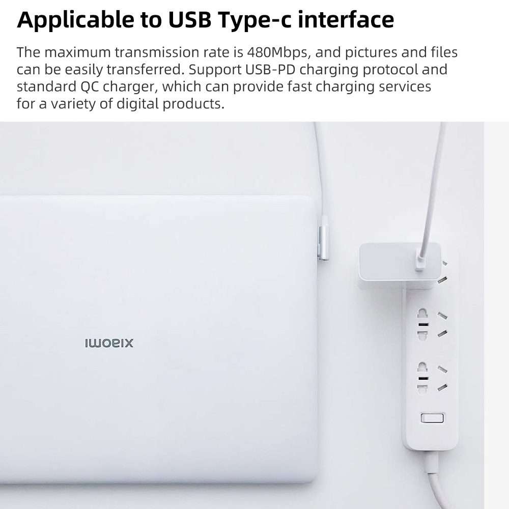 Original Xiaomi 6A USB to USB-C / Type-C 90 Degree Elbow Fast Charging Data Cable, Length: 1.5m