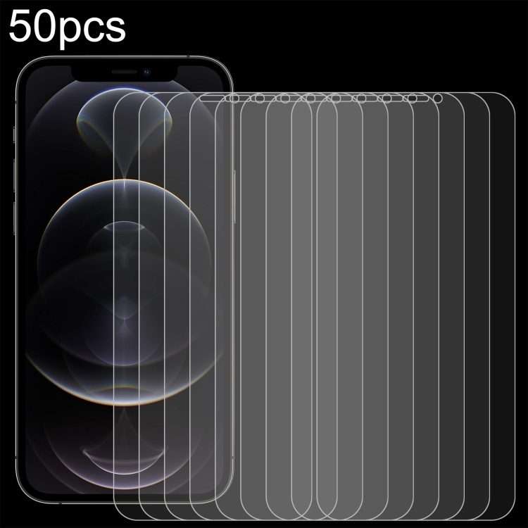 For iPhone 12 Pro Max 50pcs 0.26mm 9H 2.5D Tempered Glass Film (Open Hole)