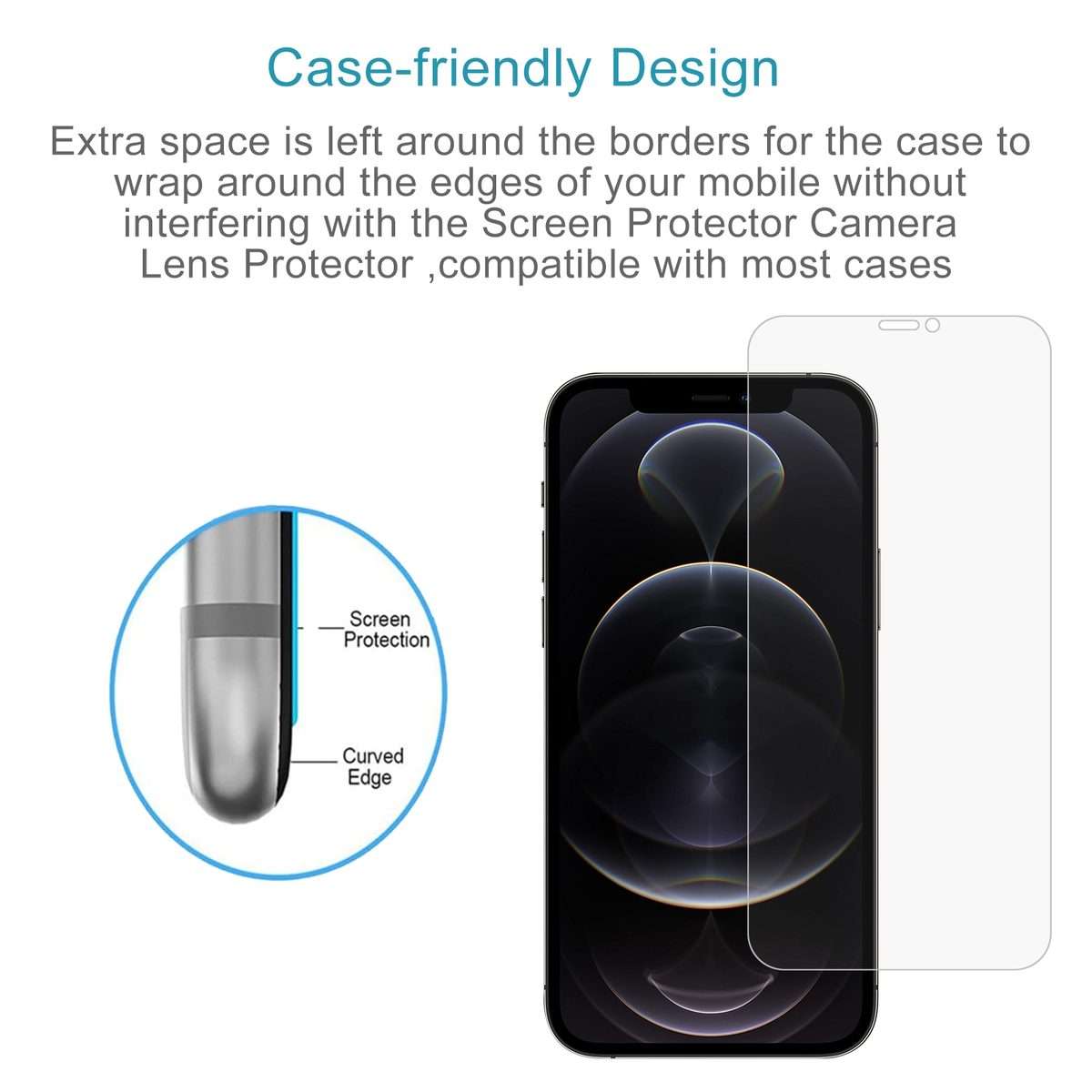 For iPhone 12 Pro Max 50pcs 0.26mm 9H 2.5D Tempered Glass Film (Open Hole)