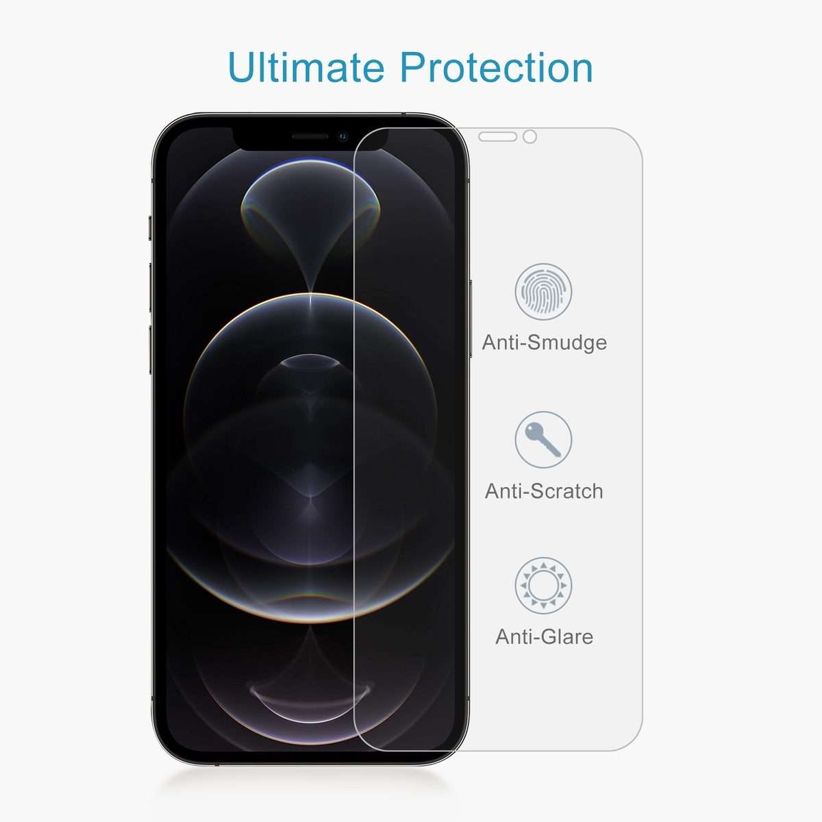 For iPhone 12 Pro Max 50pcs 0.26mm 9H 2.5D Tempered Glass Film (Open Hole)