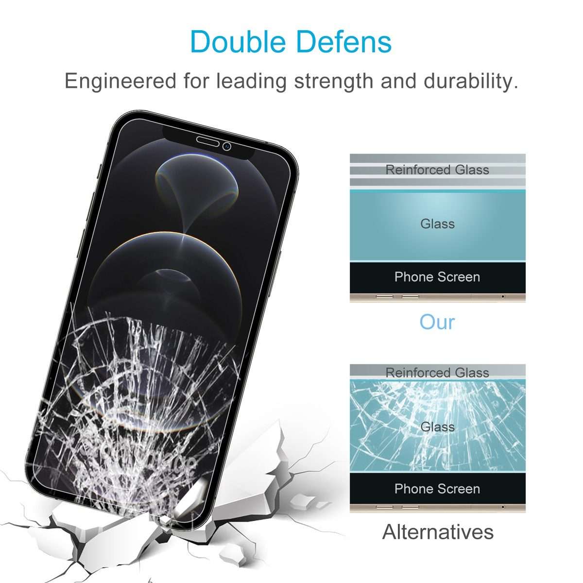 For iPhone 12 Pro Max 50pcs 0.26mm 9H 2.5D Tempered Glass Film (Open Hole)