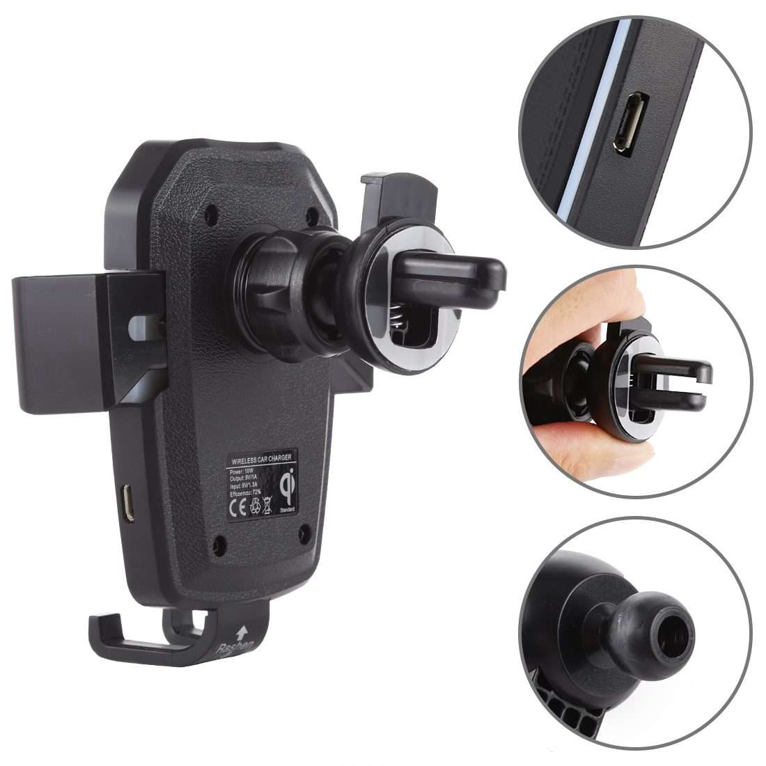 K81 10W QI Universal Rotating Gravity Induction Car Wireless Charging Mobile Phone Holder with Suc