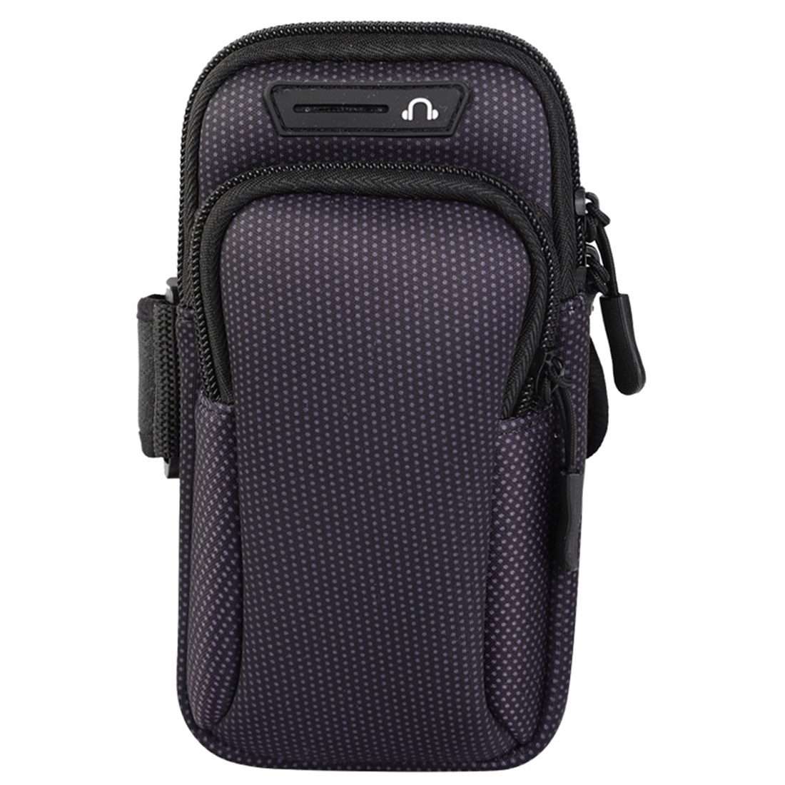Multi-functional Universal Double Layer Zipper Sport Arm Case Phone Bag with Earphone ... (Black)