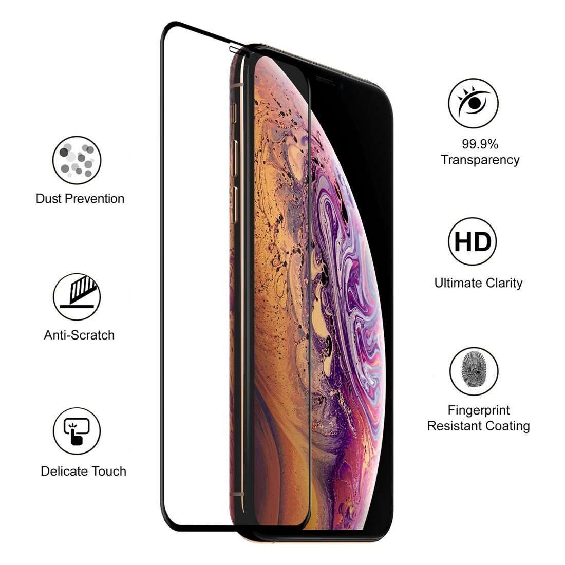 For iPhone 11 Pro Max / XS Max ENKAY Hat-Prince 0.26mm 9H 6D Curved Full Screen Temper ... (Black)