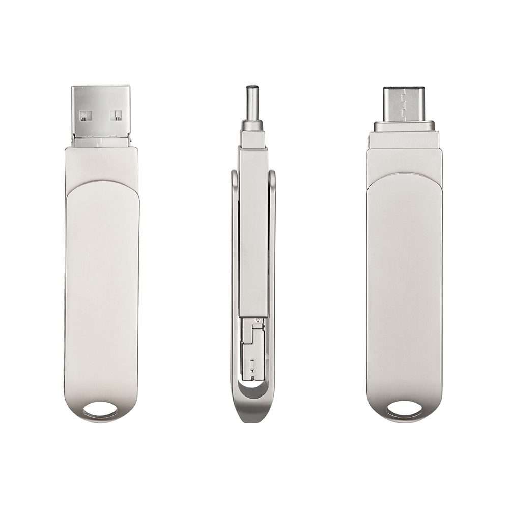 RQW-10X 3 in 1 USB 2.0 & 8 Pin & USB-C / Type-C 16GB Flash Drive
