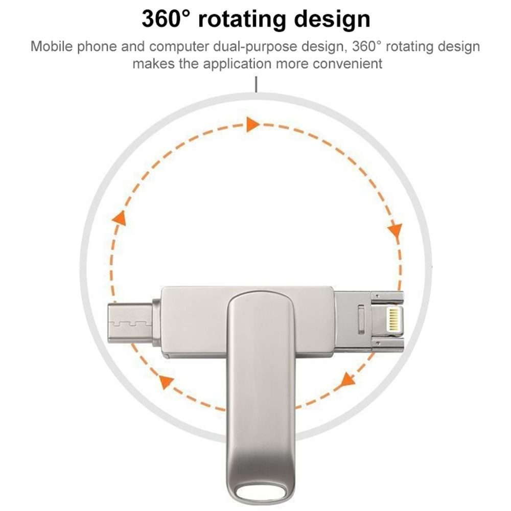 RQW-10X 3 in 1 USB 2.0 & 8 Pin & USB-C / Type-C 16GB Flash Drive