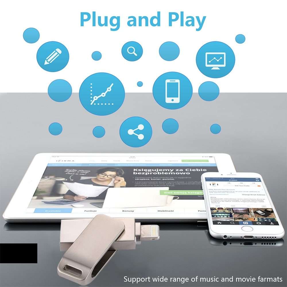 RQW-10G 2 in 1 USB 2.0 & 8 Pin 32GB Flash Drive