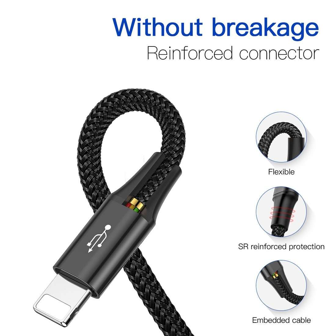 1.2m Baseus 4 in 1 Rapid Series 3.5A USB to 2 x 8Pin + USB-C / Type-C + Micro USB Cable