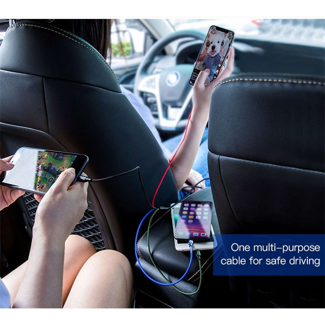 1.2m Baseus 4 in 1 Rapid Series 3.5A USB to 2 x 8Pin + USB-C / Type-C + Micro USB Cable