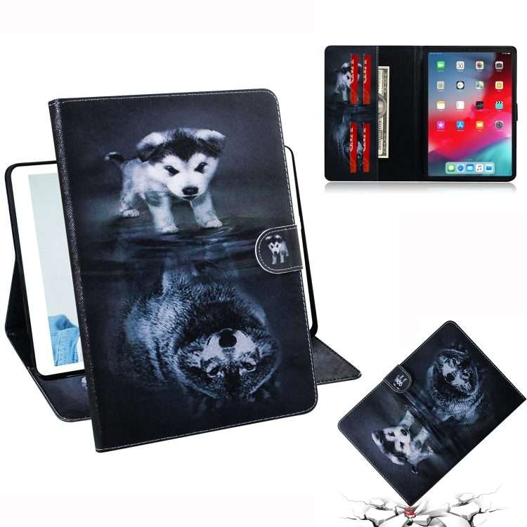 Wolf and Dog Pattern Horizontal Flip Leather Case for iPad Pro 11 inch (2018), with Holder & Card