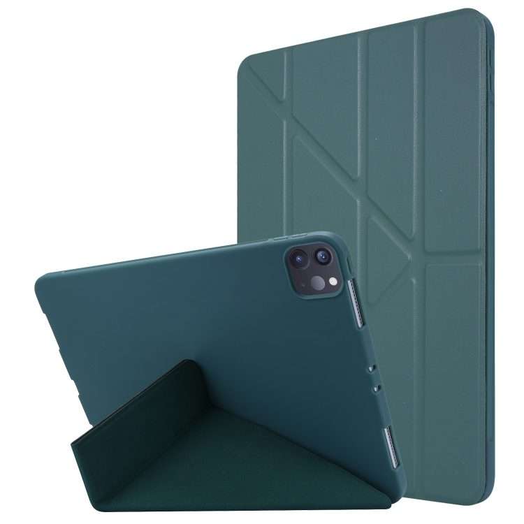 For iPad Pro 11 (2020) TPU Horizontal Deformation Flip Leather Tablet Case with H ... (Dark Green)