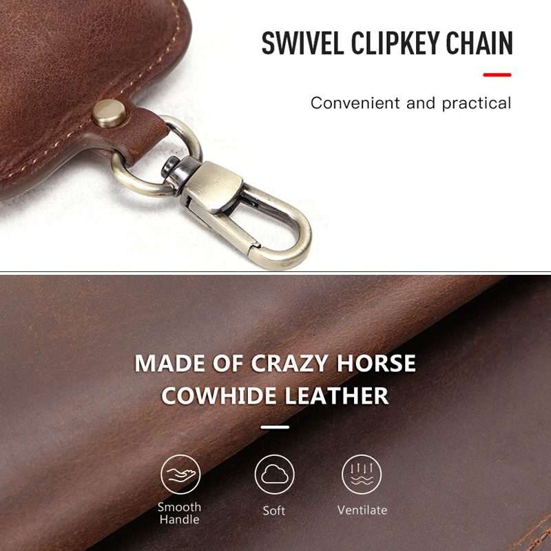 CF1108 For AirPods Pro Crazy Horse Texture Earphone Protective Leather Case with Hook(Brown)