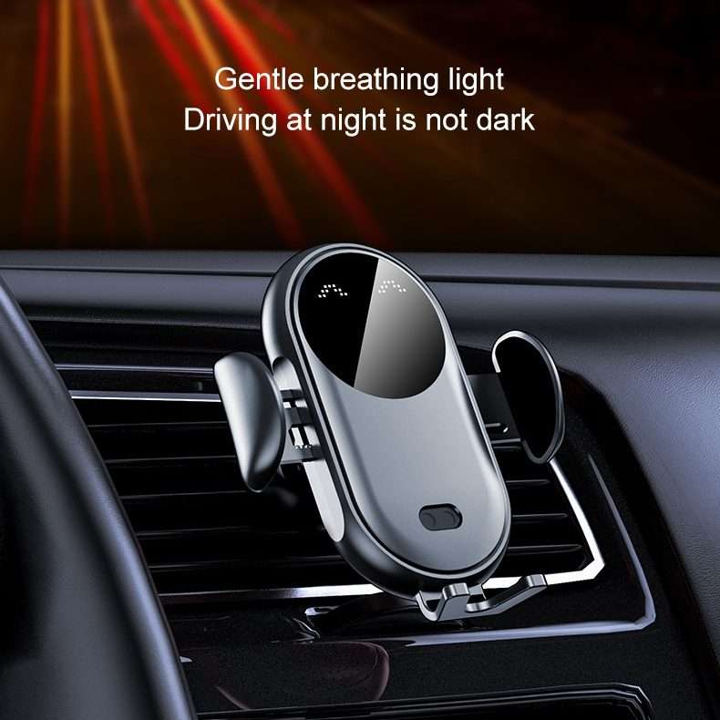 K10 15W Max Output Infrared Sensor Car Air Outlet Bracket Wireless Charger(Black)