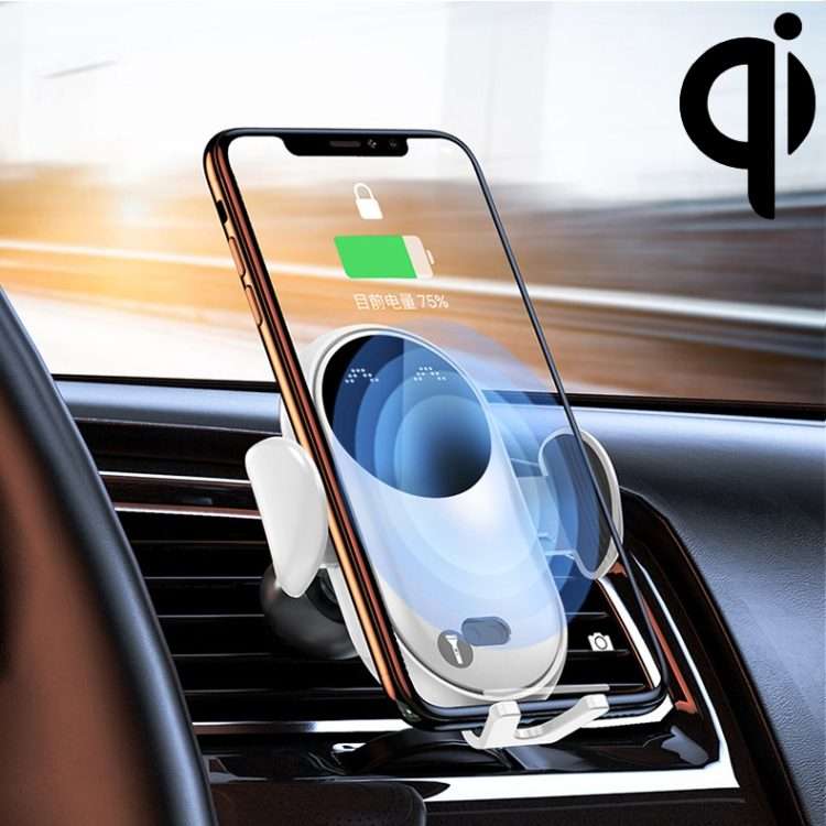 K10 15W Max Output Infrared Sensor Car Air Outlet Bracket Wireless Charger(White)