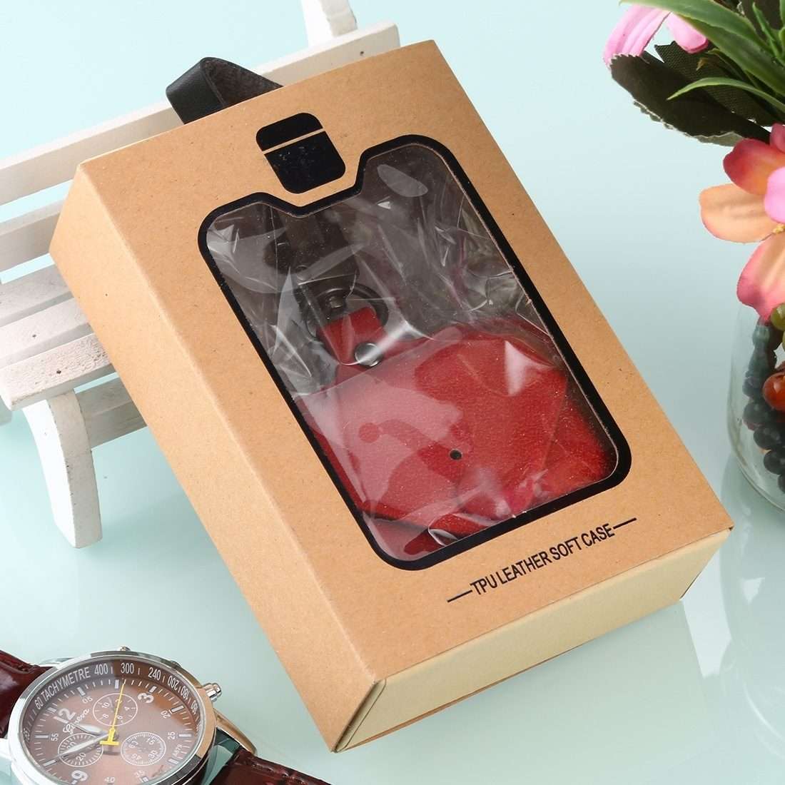 For AirPods Pro Litchi Texture PU Leather Earphone Protective Case with Hook(Red)