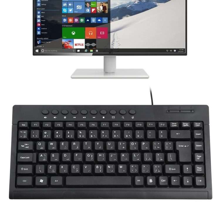 KB-301A Multimedia Notebook Mini Wired Keyboard, Arabic Version (Black)