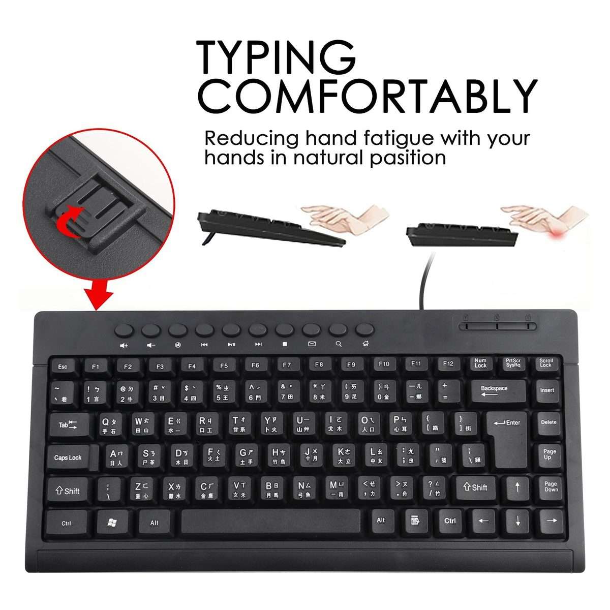 KB-301A Multimedia Notebook Mini Wired Keyboard, Cangjie Version (Black)