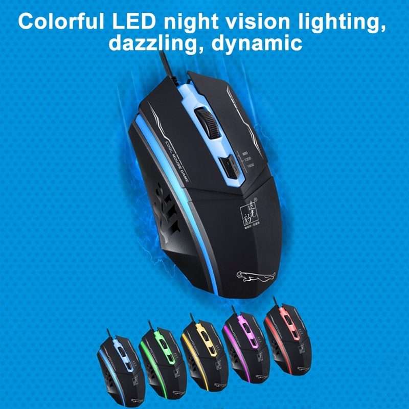 Chasing Leopard 199 USB 1600DPI Three-speed Adjustable LED Backlight Wired Optical Gam ... (Black)
