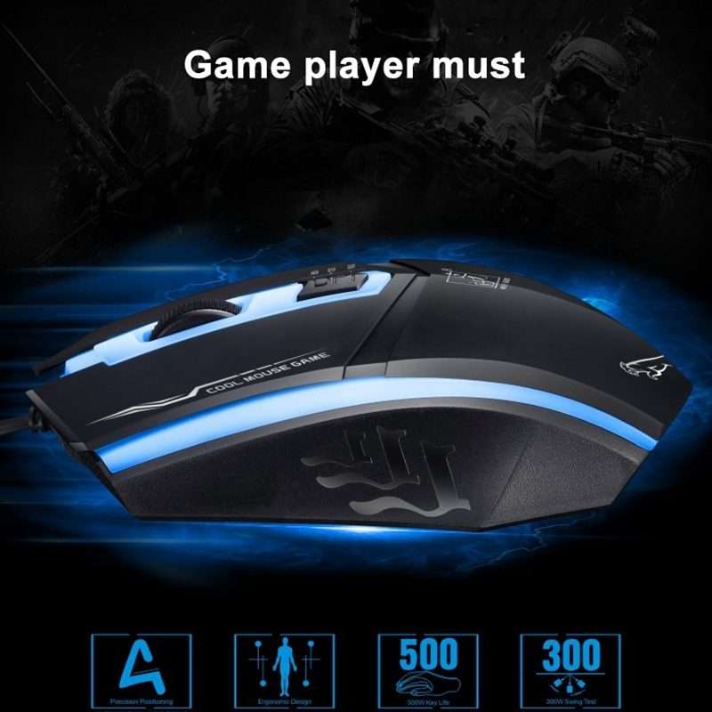 Chasing Leopard 199 USB 1600DPI Three-speed Adjustable LED Backlight Wired Optical Gam ... (Black)