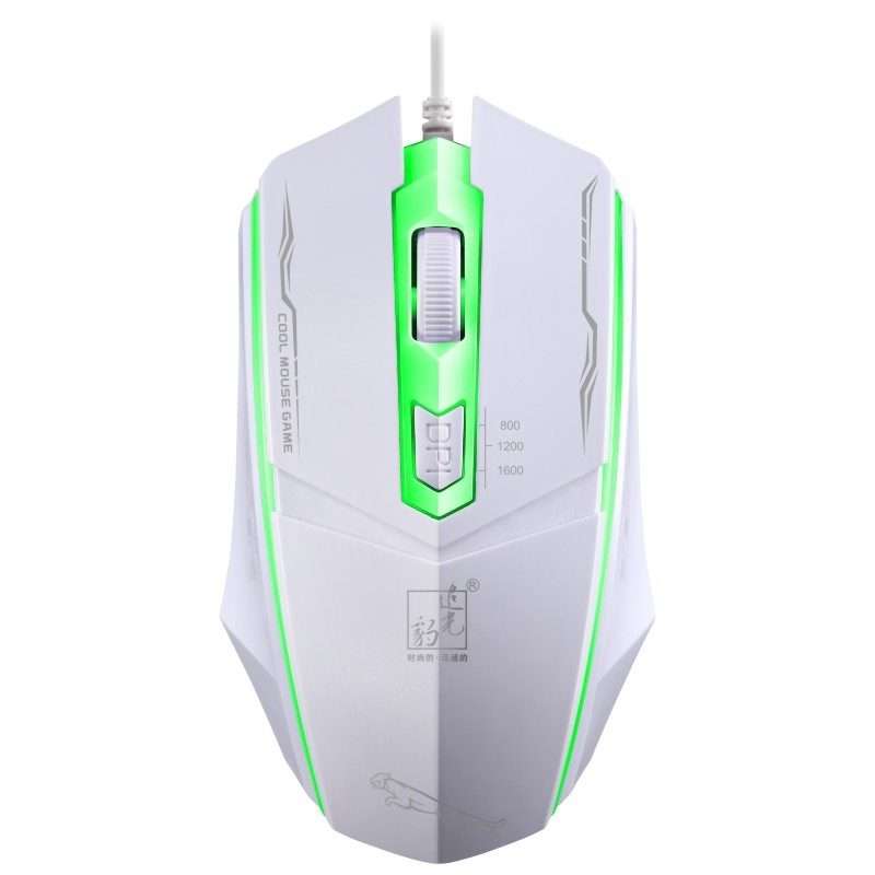 Chasing Leopard 199 USB 1600DPI Three-speed Adjustable LED Backlight Wired Optical Gam ... (White)