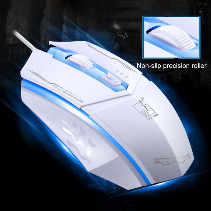 Chasing Leopard 199 USB 1600DPI Three-speed Adjustable LED Backlight Wired Optical Gam ... (White)