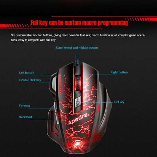 Apedra iMICE A7 High Precision Gaming Mouse LED four color controlled breathing light ... (Black)