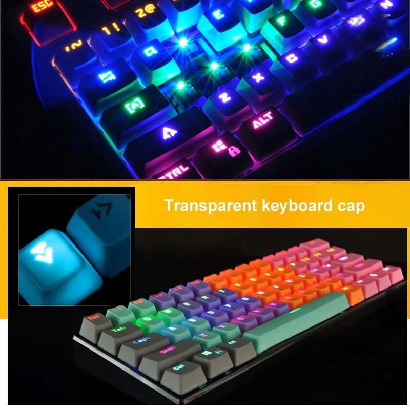 ABS Translucent Keycaps, OEM Highly Mechanical Keyboard, Universal Game Keyboard (Yellow)