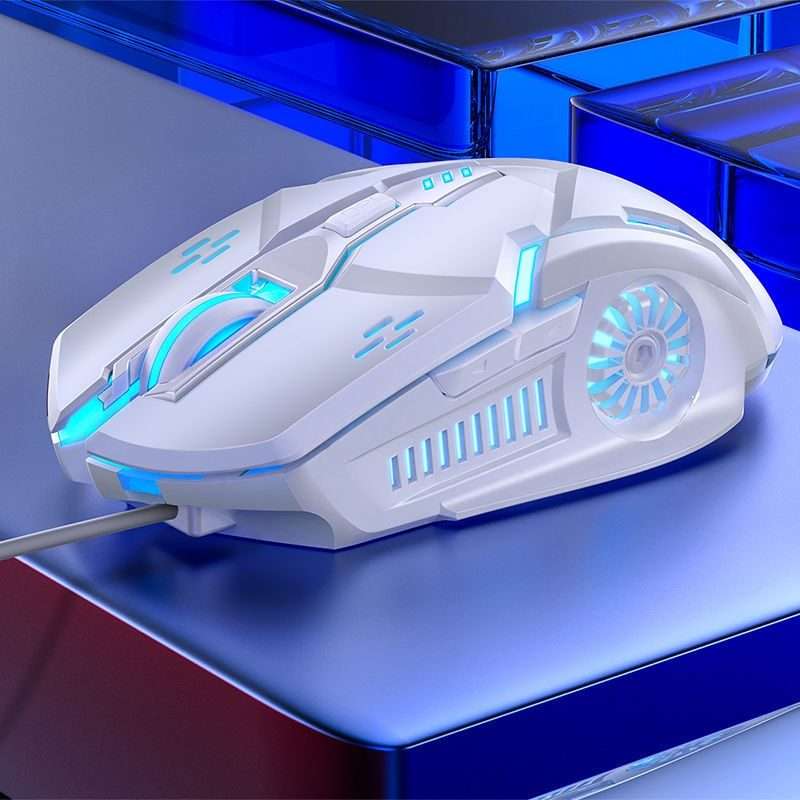 YINDIAO G5 3200DPI 4-modes Adjustable 6-keys RGB Light Silent Wired Gaming Mouse (White)