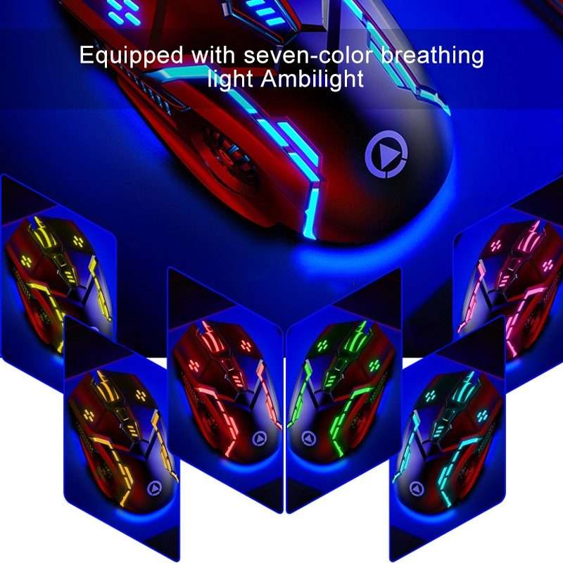 YINDIAO G5 3200DPI 4-modes Adjustable 6-keys RGB Light Silent Wired Gaming Mouse (White)