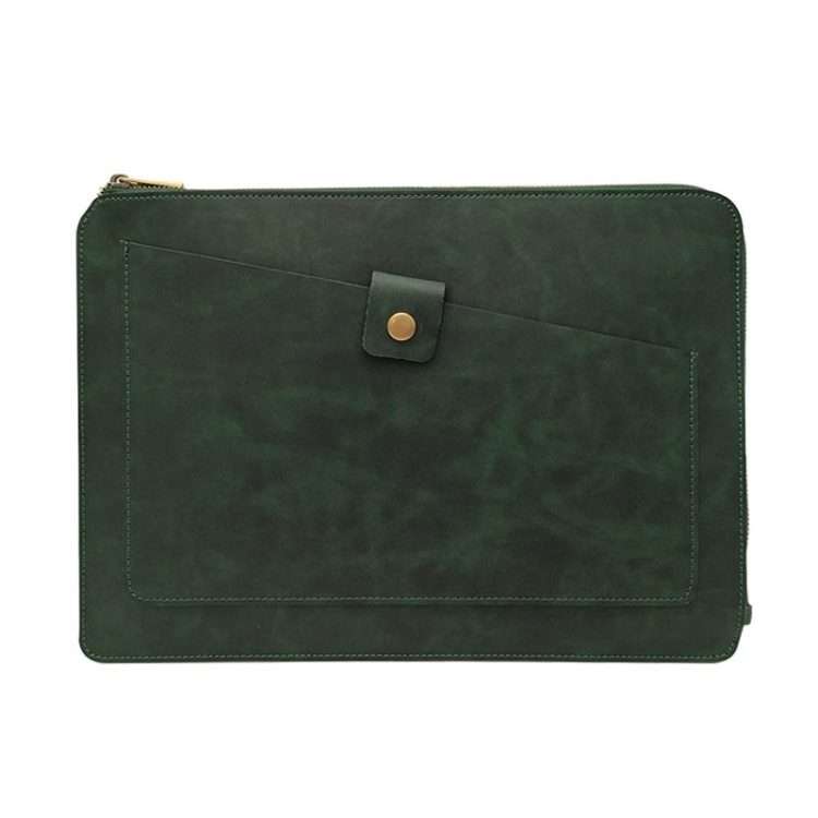 11.6 inch Genuine Leather Zipper Laptop Tablet Bag