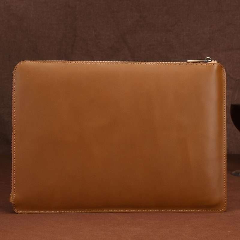 11.6 inch Genuine Leather Zipper Laptop Tablet Bag