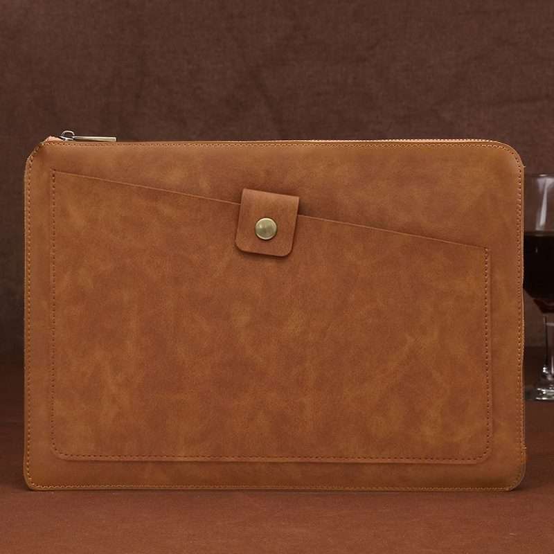 11.6 inch Genuine Leather Zipper Laptop Tablet Bag
