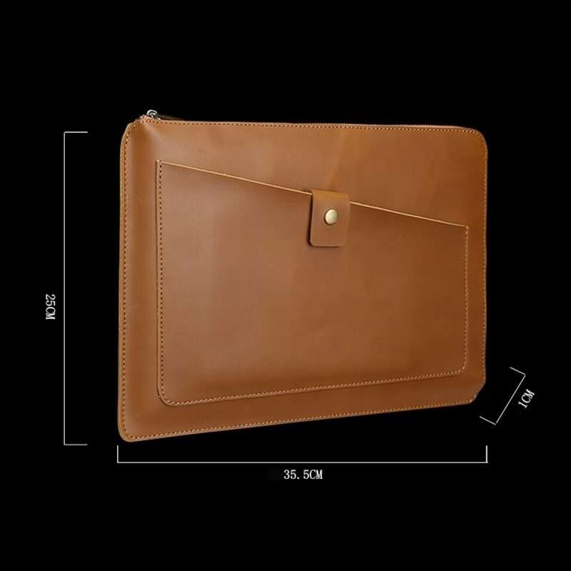 11.6 inch Genuine Leather Zipper Laptop Tablet Bag