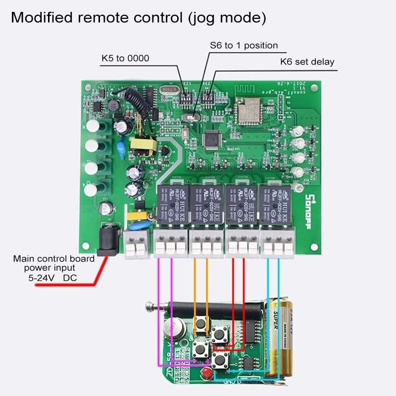 Sonoff 4CH Pro 433MHz Remote Control + WiFi Smart Timer Switch, Interlock / Self-locking, 3 Workin