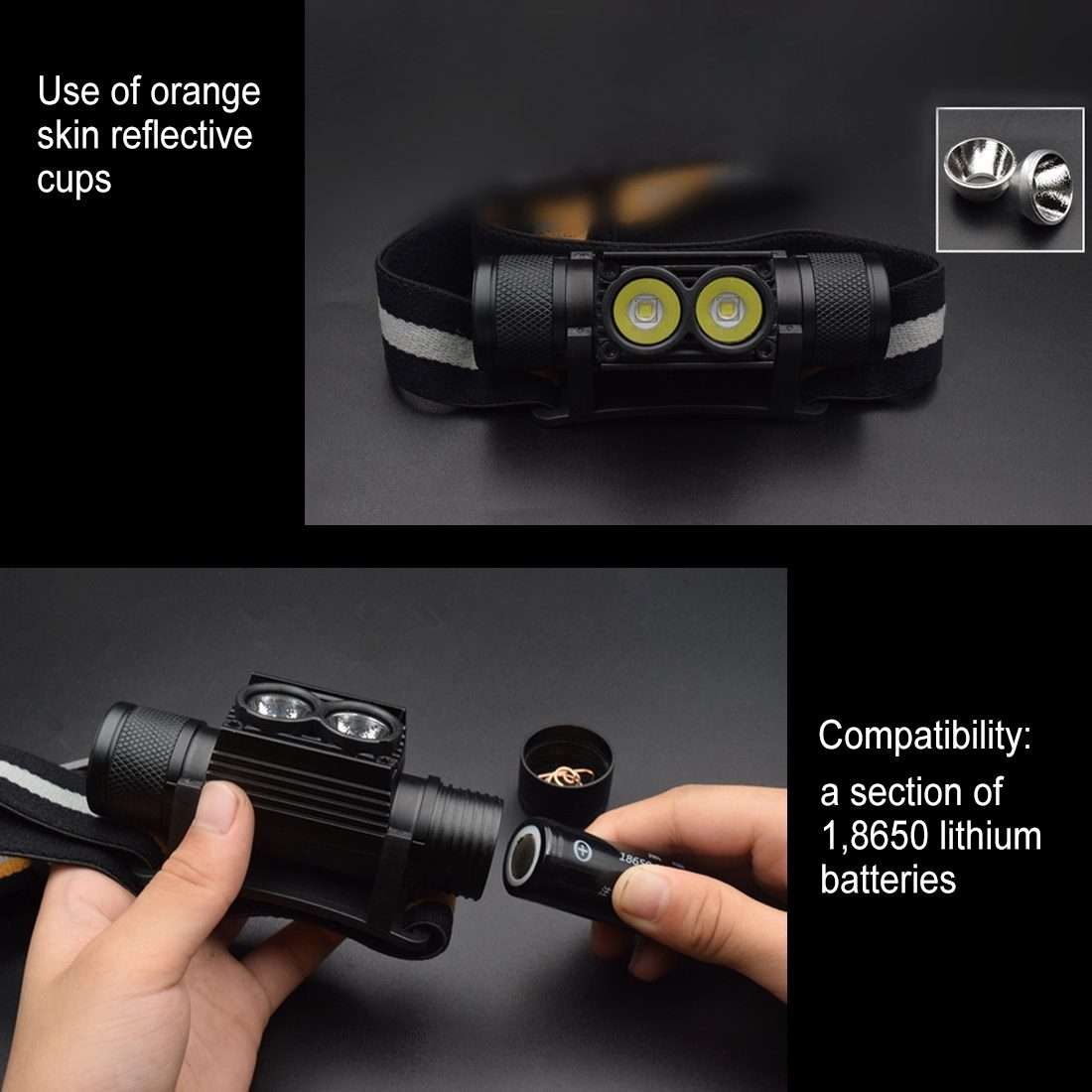 D25 10W 2 x XML-2 IPX6 Waterproof Headband Light