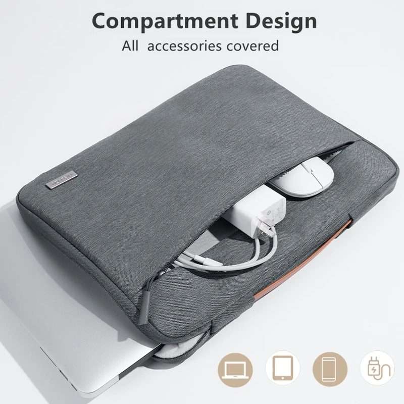 For 14 inch Laptop Zipper Waterproof Handheld Sleeve Bag (Black)