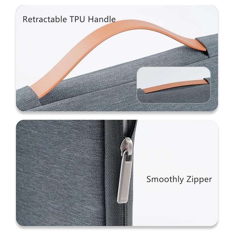 For 14 inch Laptop Zipper Waterproof Handheld Sleeve Bag (Beige White)