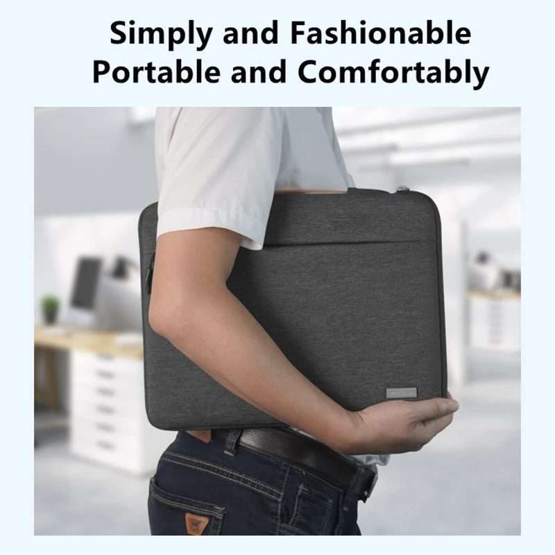 For 14 inch Laptop Zipper Waterproof Handheld Sleeve Bag (Grey)