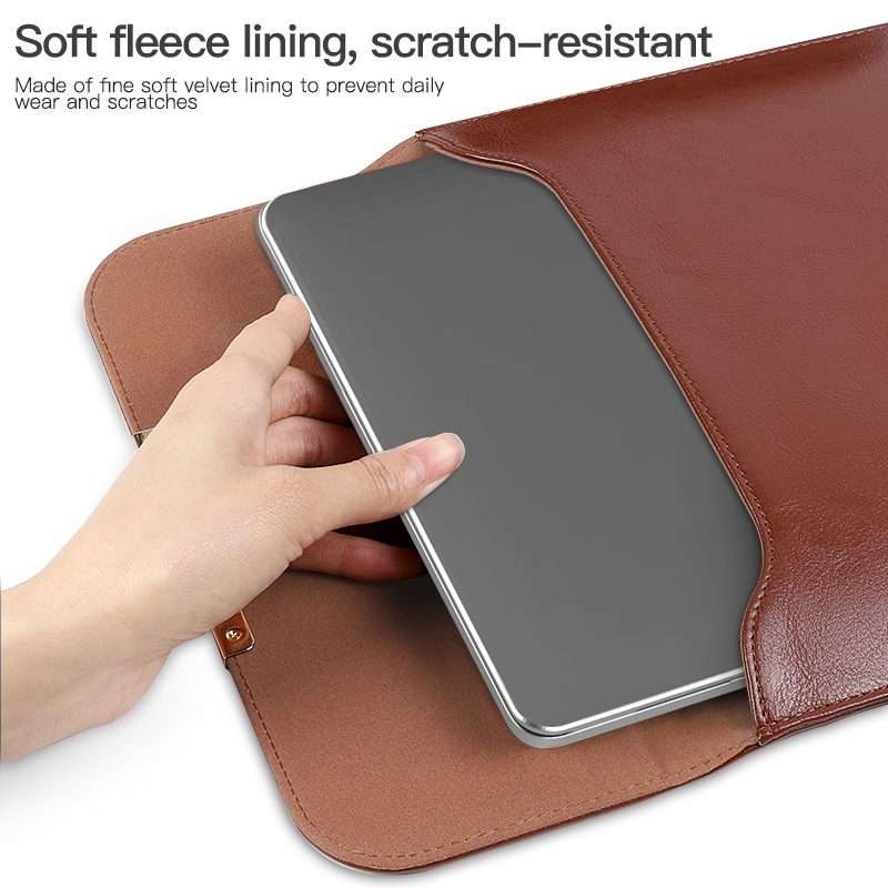 13.3 inch Laptop 2 in 1 PU Leather Sleeve Liner Bag with Mouse Storage Bag(Coffee)