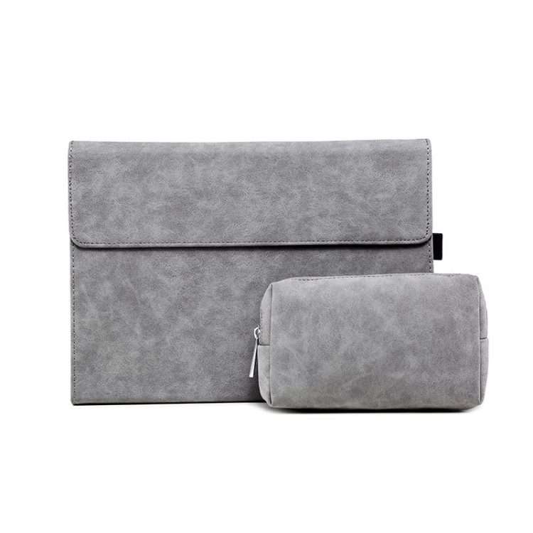 For Microsoft Surface Pro 7 / 7+ South African Sheepskin Magnetic Horizontal Flip Leath ... (Grey)