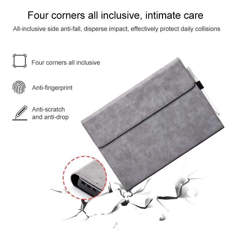 For Microsoft Surface Pro 7 / 7+ South African Sheepskin Magnetic Horizontal Flip Leath ... (Grey)