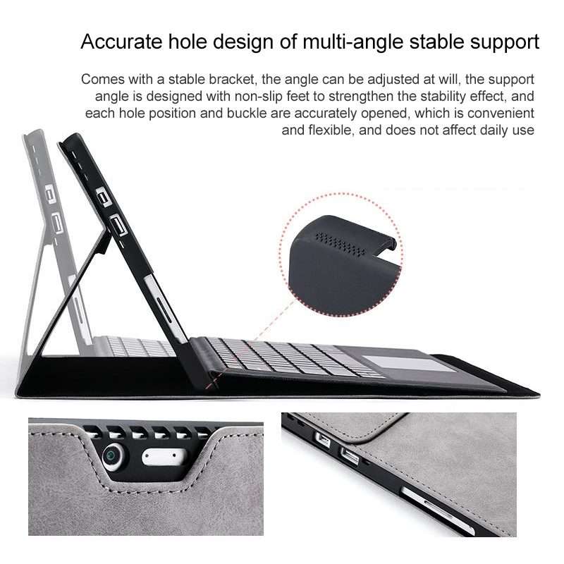 For Microsoft Surface Pro 7 / 7+ South African Sheepskin Magnetic Horizontal Flip Leath ... (Grey)